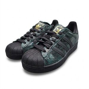 Adidas Superstar II W Green Black Snakeskin Shell Toe Sneakers JP8159 Womens 8.5